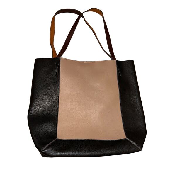 Sondra Roberts Squared Black And Tan Large Tote Shoulder Bag NWOT Pouches Incl - Picture 1 of 9